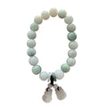 Natural jade Buddhist prayer bracelet with geometric beads and hanging charm pendant