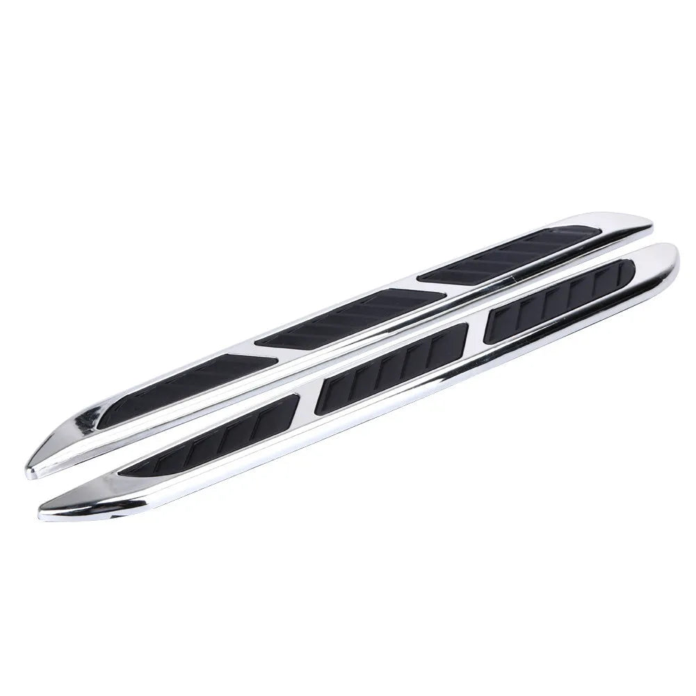 Pair of black ABS car side air outlet stickers for hood and side door modification