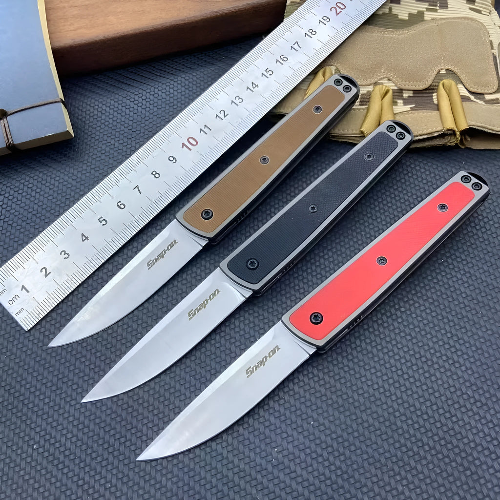 Closed folding fruit knife showing handle colour with 17cm total length and 7cm blade