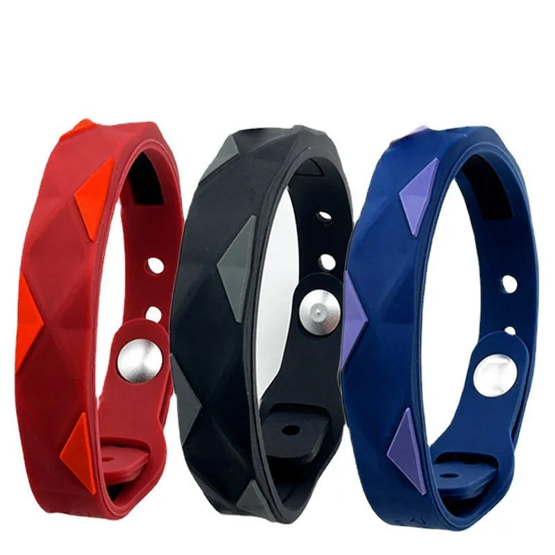Anti-static waterproof silicone bracelet in diamond shape with monochrome black colour option