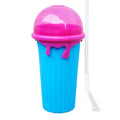 Blue 500ml silicone slushy maker cup with squeeze design for homemade smoothies