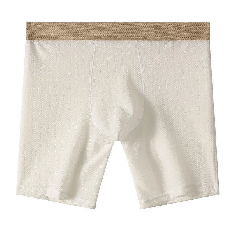 Men's high elasticity nylon jacquard boxer shorts with plants and flowers pattern, available in five colours