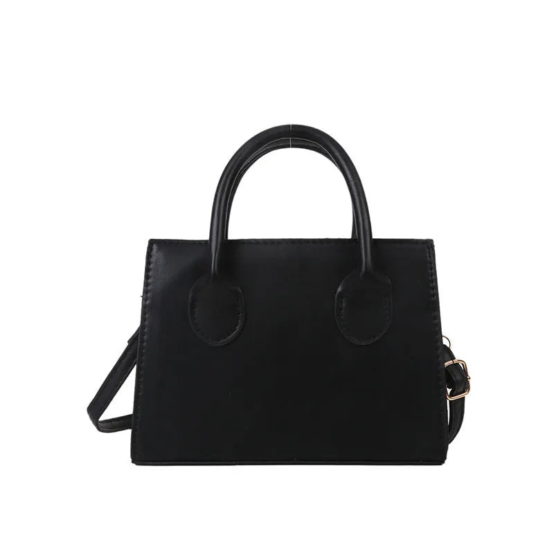 Retro casual women's small square bag in PU leather with single shoulder strap and document compartment