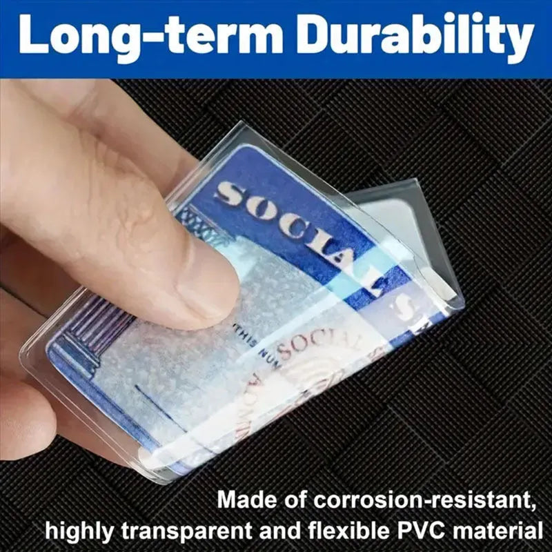 Transparent PVC ID card holder protecting social security card