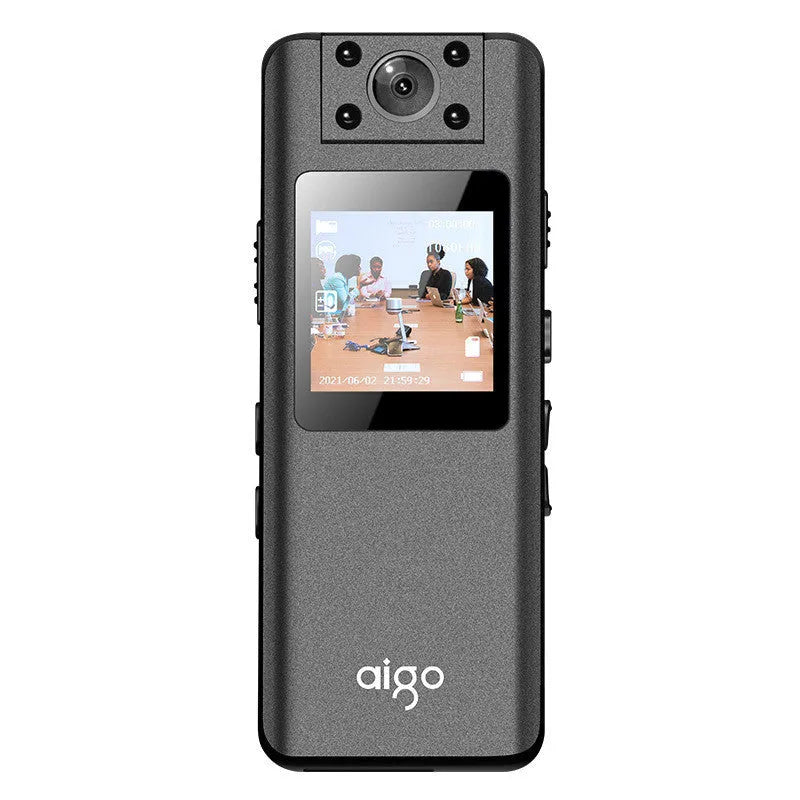 DSJ-S11 HD body worn camera with display screen, magnetic mount, and compact black design