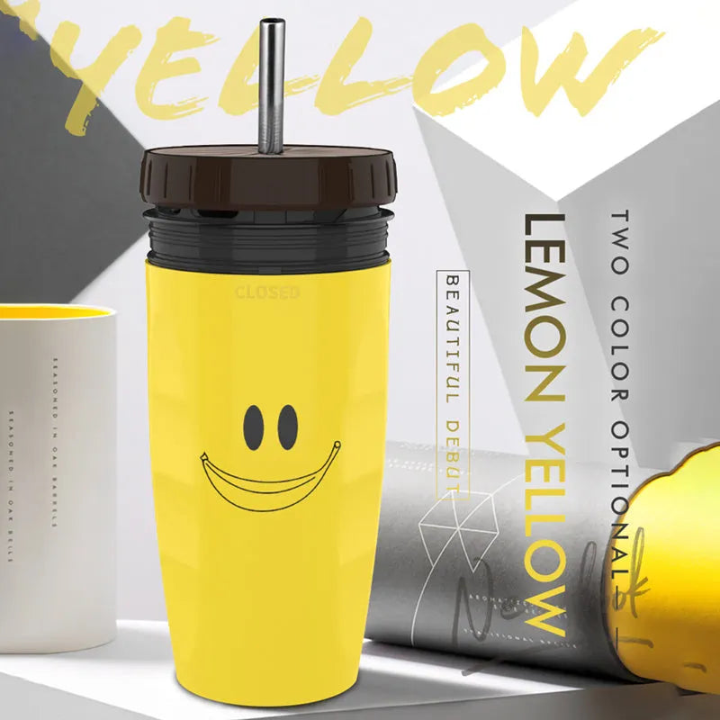 300ml double-walled travel cup with twist-top seal in cartoon pattern design