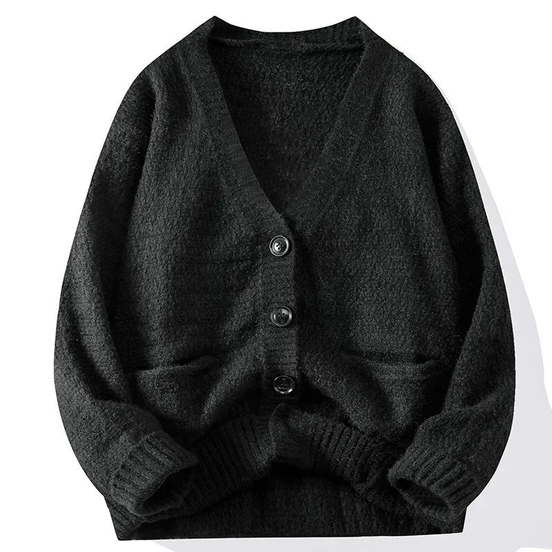 Men's knitted polyester bottoming shirt in loose fit, long sleeve pullover, available in multiple colours