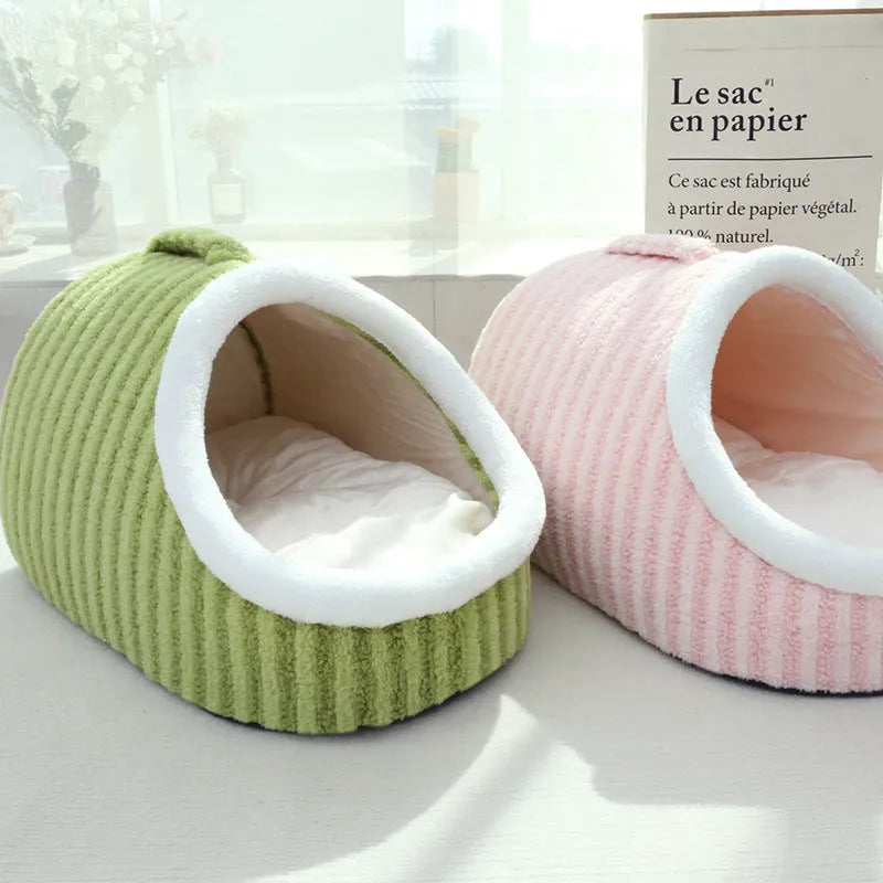 Thickened three-dimensional cat nest bed in macaron design with soft cloth material