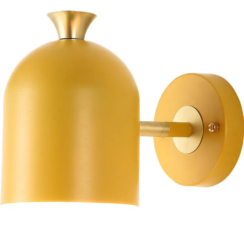Single-head aluminium bedroom wall lamp with mirror front panel in blue, green, pink, or yellow colour options