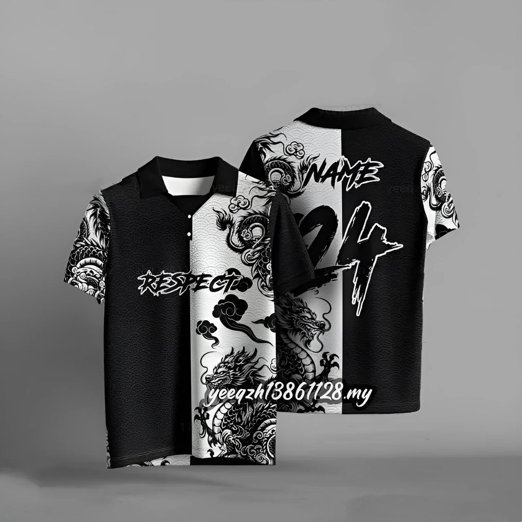 Black loose fit T-shirt with 3D digital printing design, short sleeve casual top