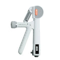 Adjustable count spring hand grip strengthener in ABS plastic construction showing multiple colour options