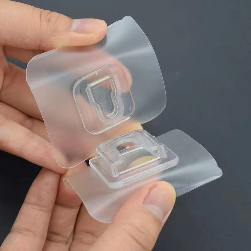 Strong adhesive snap button hook, plastic, transparent buckle, 10kg capacity, no trace adhesive patch