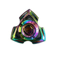 Silver and colourful alloy fingertip gyro decompression fidget toy.