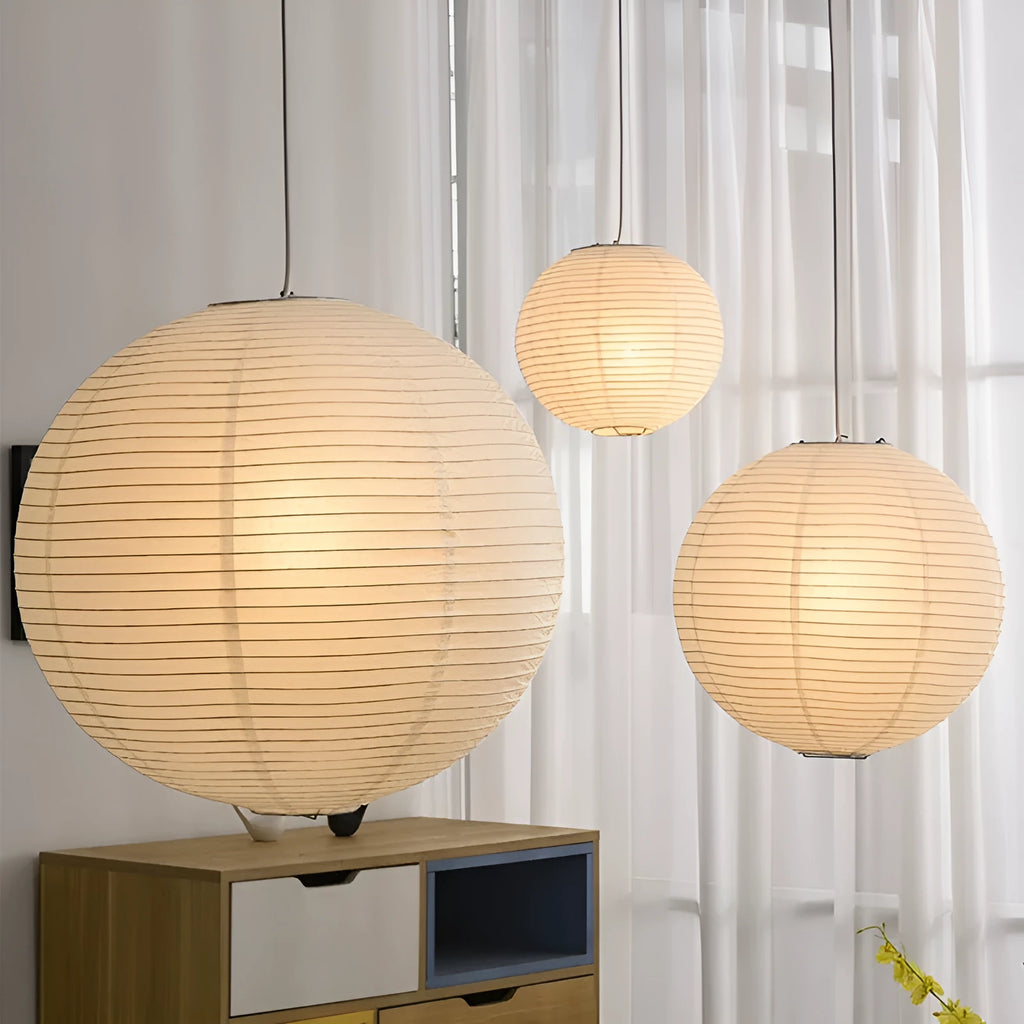Ji Ji Feng modern simple paper pendant lamp ceiling light with flat circular shade.