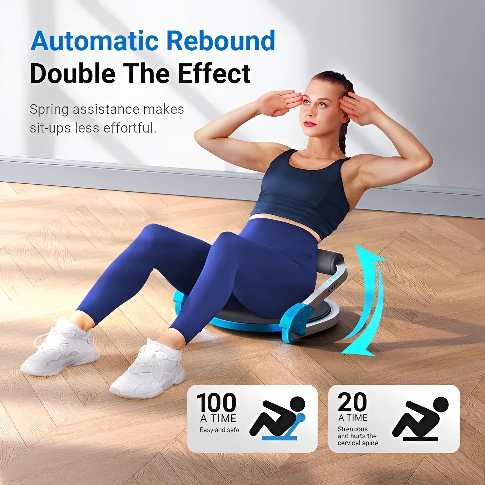 Mini portable abdominal fitness device in red or sky blue colours