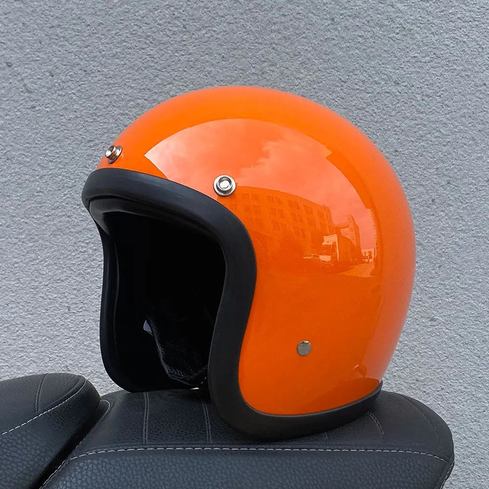Retro-style fibreglass half helmet for motorcycle commuting in cement grey colour