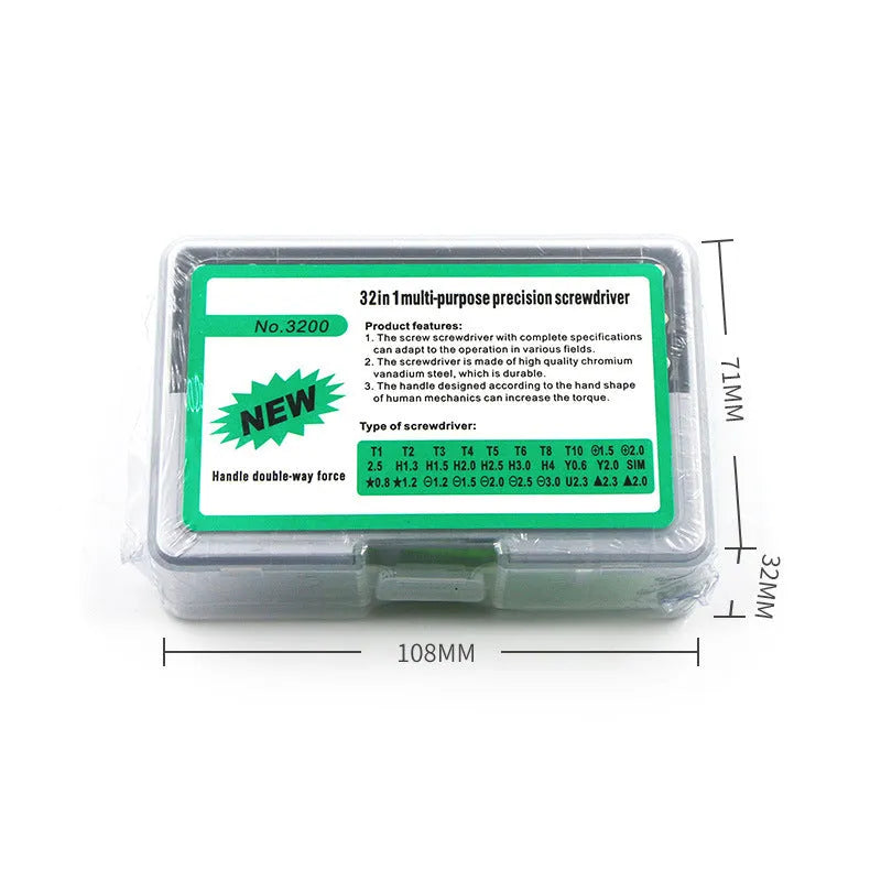 32-in-1 screwdriver bit set with handle for mobile phone and precision instrument repair