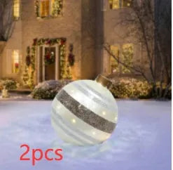 60cm diameter PVC inflatable Christmas ball decoration in various colour patterns