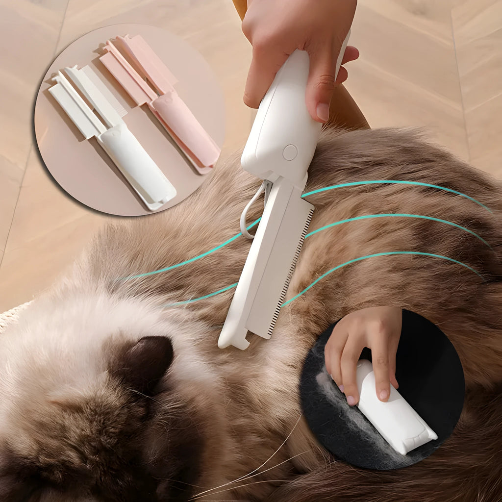 ABS plastic pet grooming brush for dogs and cats in pink, white, or white with blue bowl colours