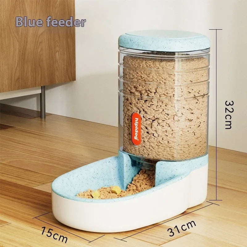 Second generation 3.8 litre automatic pet water fountain and feeder in grey, blue, green, or pink colour for dogs and cats.