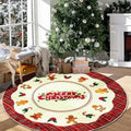 Crystal velvet anti-slip dots carpet in Christmas round design on a living room floor