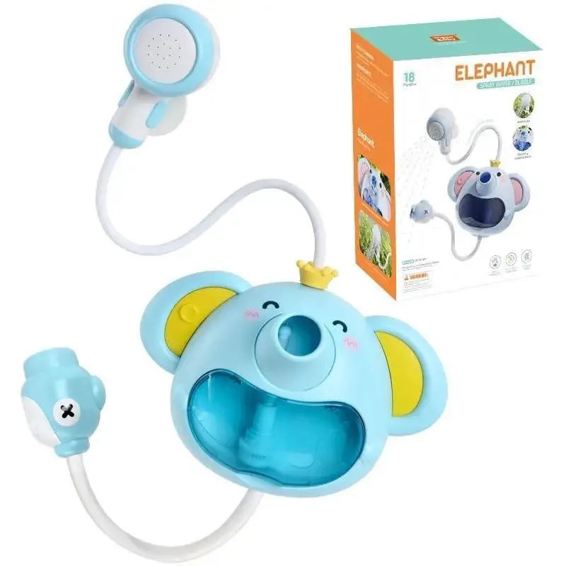 Electric elephant-shaped bubble shower head toy for children's bath time