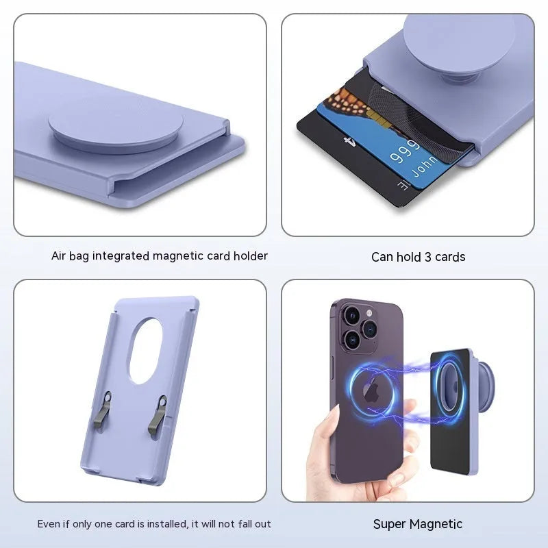 Minimalist magnetic suction phone holder in five colour options on office desk