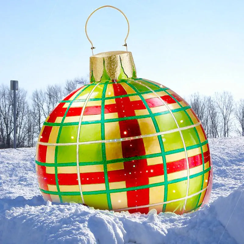 60cm diameter PVC inflatable Christmas ball decoration in various colour patterns