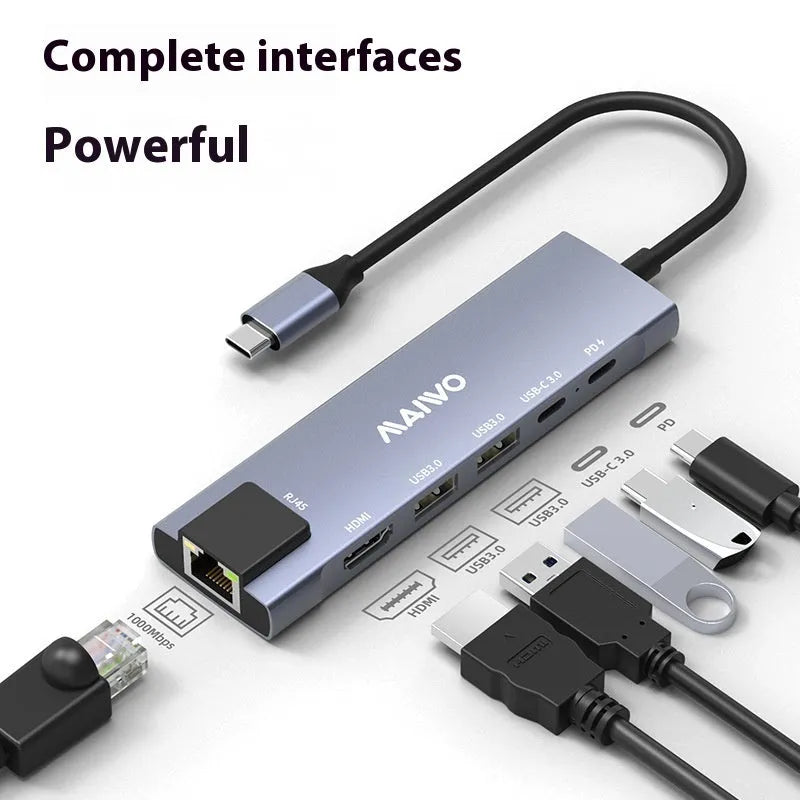 Aluminium Steam Deck docking station with HDMI, Ethernet, and USB ports on a 15cm cable.