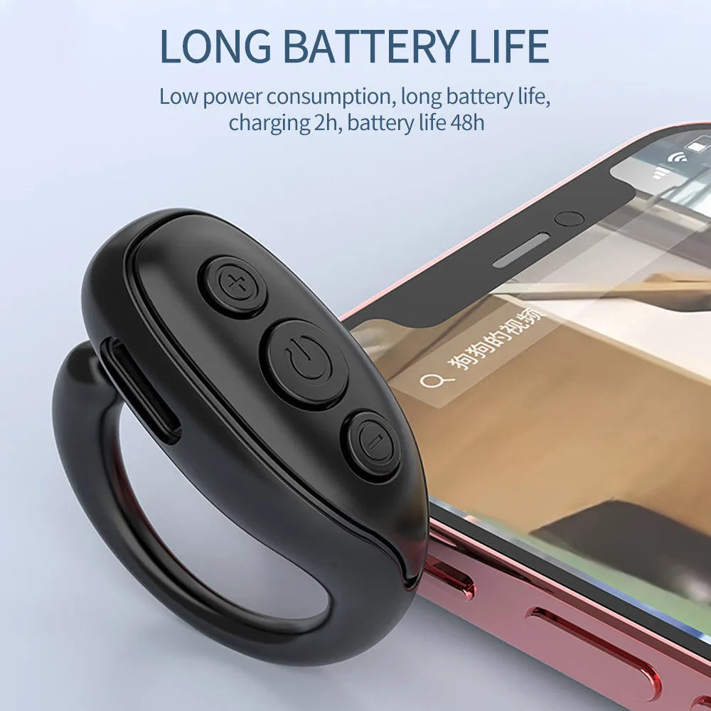 Bluetooth remote control for mobile phone camera, V5.3 chip, 50mAh battery, ABS plastic, black