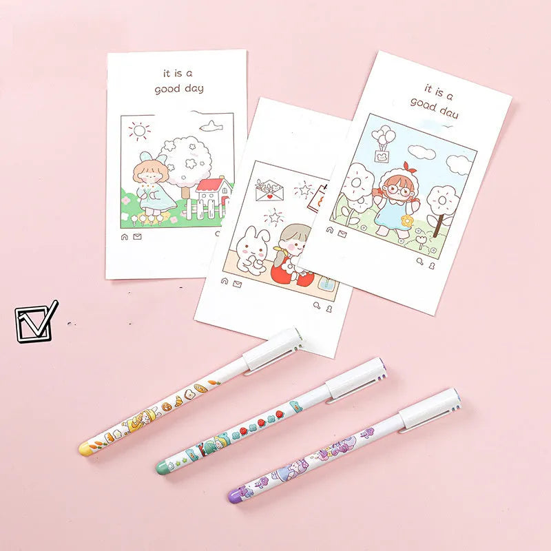 Twelve-colour cartoon gel pen set with 0.5mm plastic body for office hand accounting