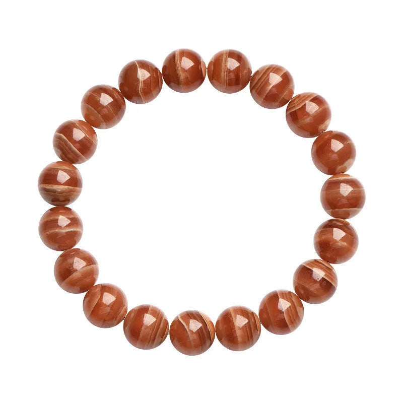 Natural old mine rhodochrosite round beads bracelet with 6mm or 8mm manganese spar beads