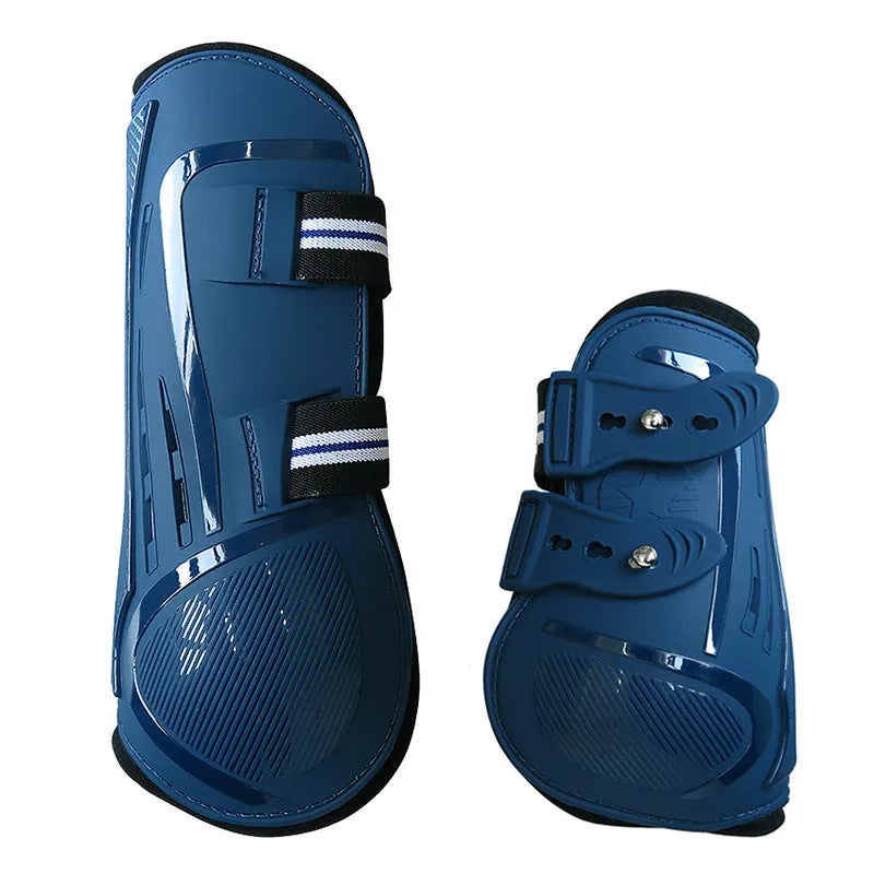 PU hard shell horse leg guard with elastic neoprene and air hole, front rear four-piece set