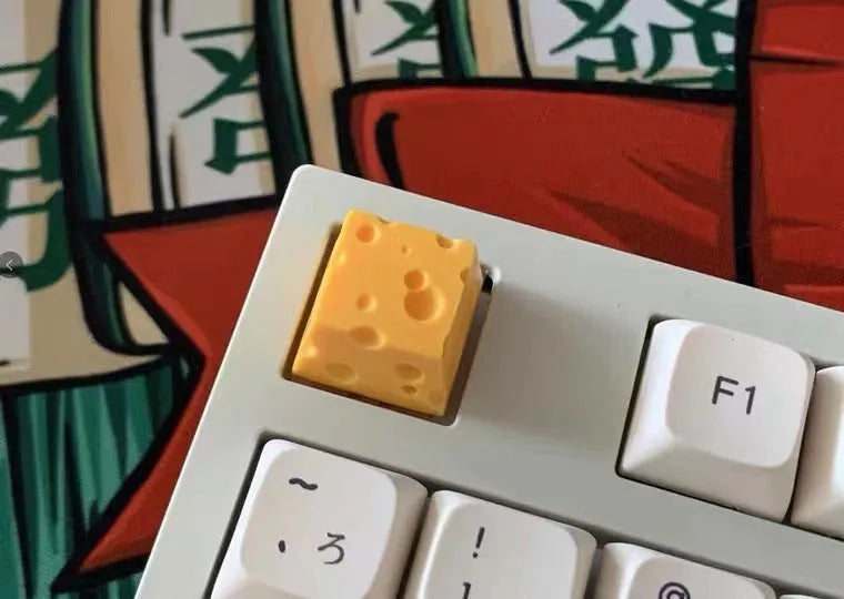 Yellow cheese resin artisan keycap for mechanical keyboard customisation