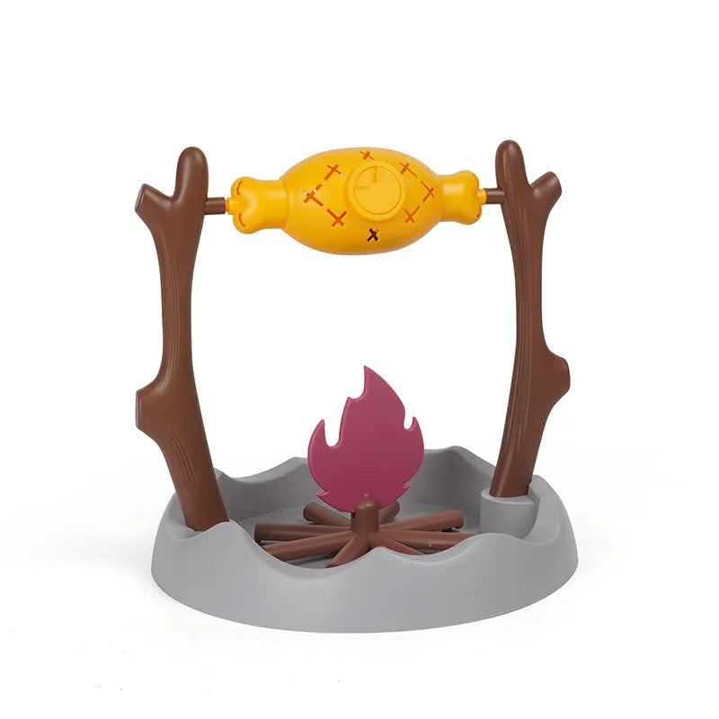 Barbecue-themed tumbling plastic cat food feeder toy for interactive play and slow feeding.