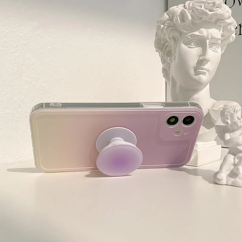 Yellow purple gradient silicone iPhone case with X bracket for multiple models