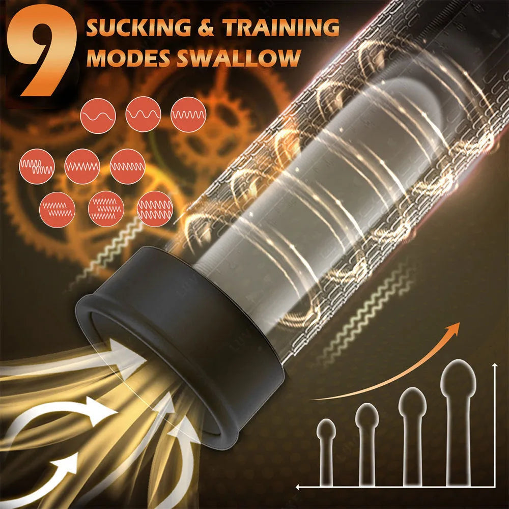 Male masturbation device with electric pump for negative pressure stretching exercise training