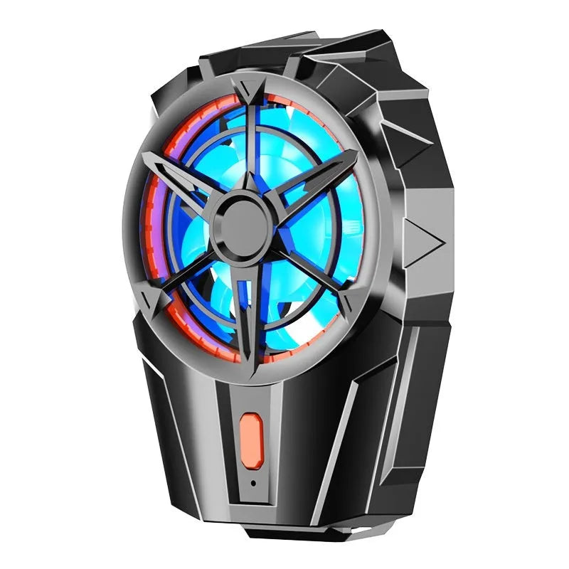 Rechargeable black mobile phone turbine radiator with back splint and fan cooling for gaming