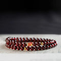 Wine red retro bracelet with glass beads and Chinese style design for women