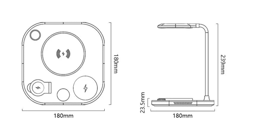 Three-in-one wireless magnetic charging desk lamp with 15W fast charging for smartphones