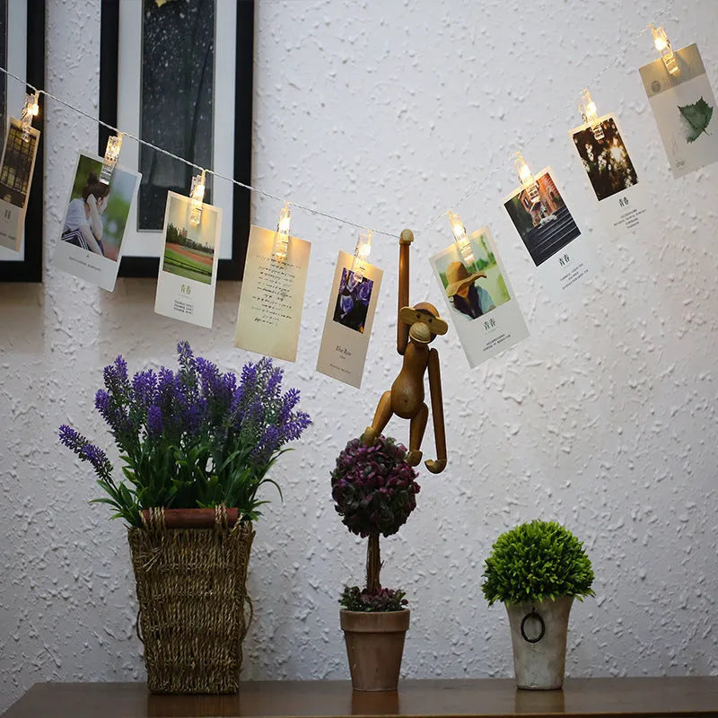LED clip light string with plastic clips spaced 15cm apart for cake and flower decoration