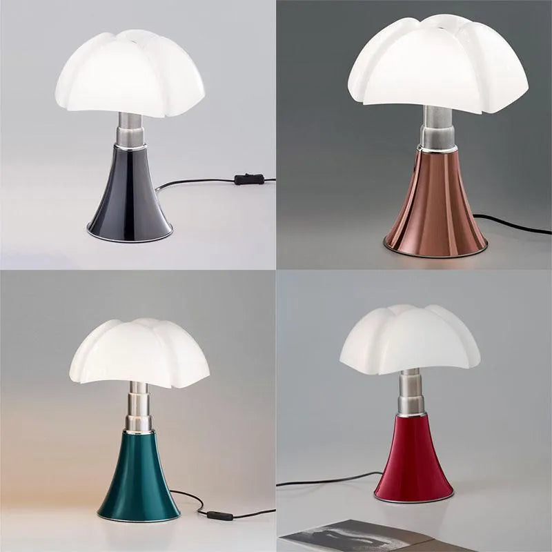 Italian retro style flower table lamp on a bedside table in a choice of colours.