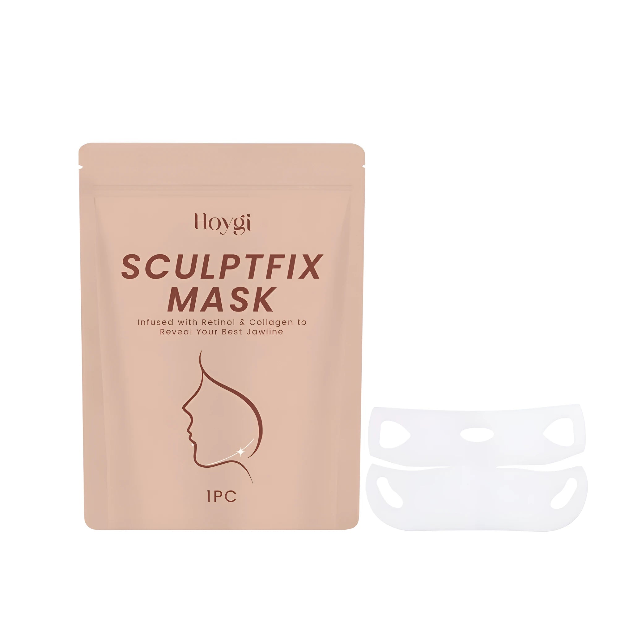 V-shaped chin contour facial mask sheet for targeted jawline treatment.