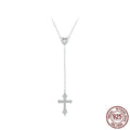 925 silver Love Cross necklace with V-neck pendant on O-ring chain in BSN384 colour for women