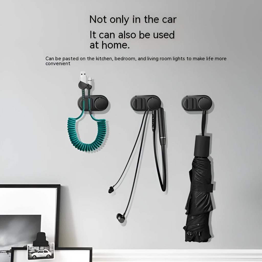 ABS silicone car cable storage hook in dark green, silver, or black colours
