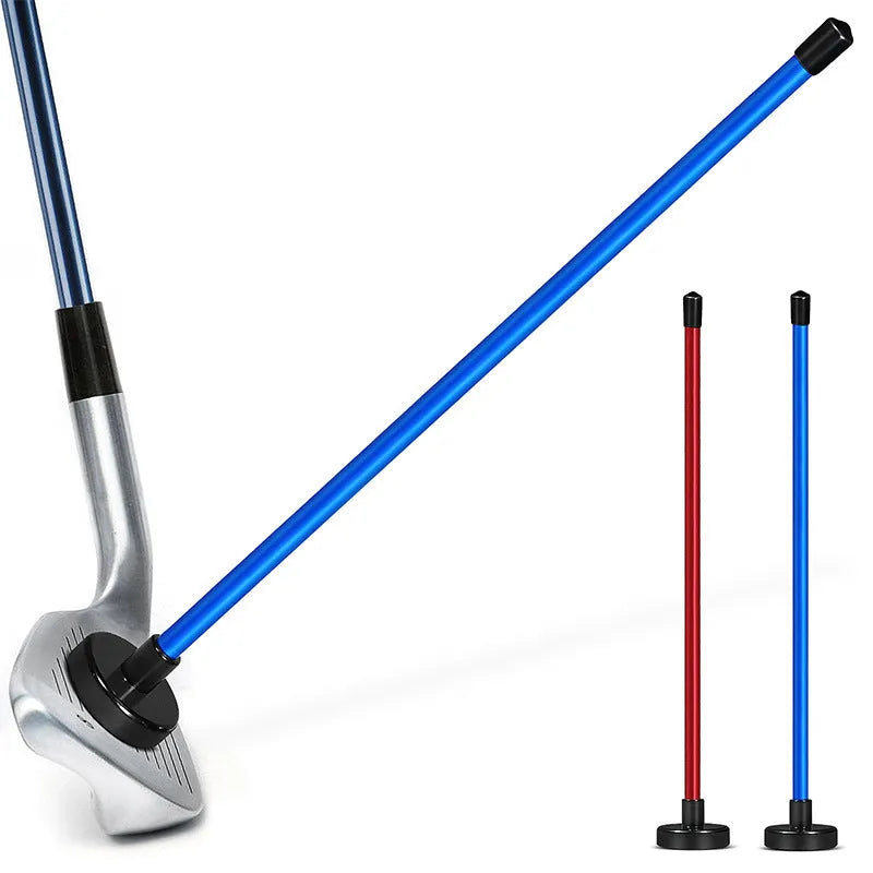 Red aluminium alloy golf trainer with magnetic baseball bar for swing alignment practice