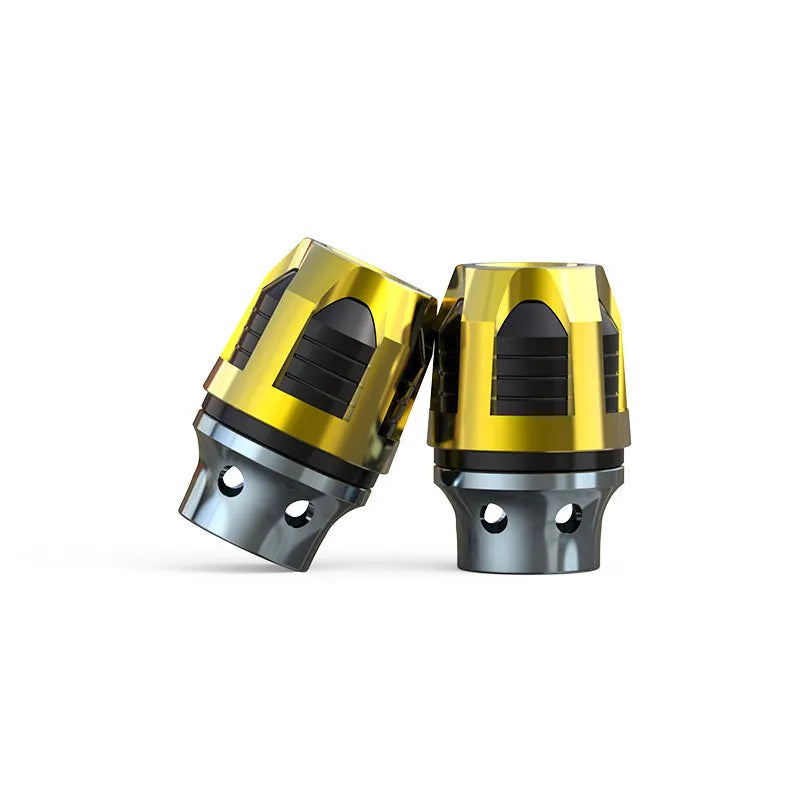 Pair of anodised aluminium fork cups for motorcycle and electric car front axle anti-drop installation