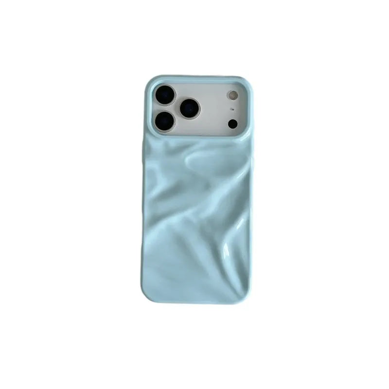 Oil filled pleated PC soft shell phone case for iPhone showing texture and colour options