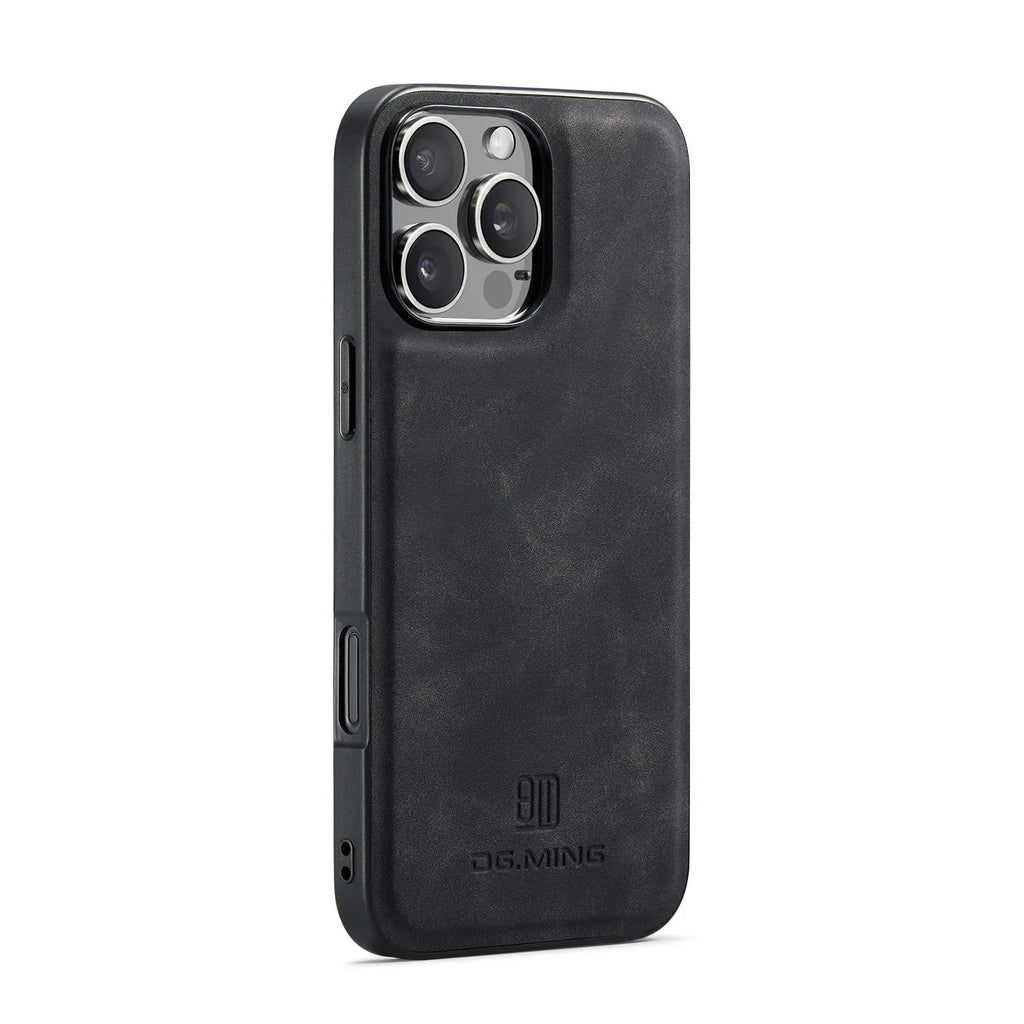 Magnetic card case for iPhone 16 Pro Max in retro PU leather with split design and card slot