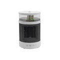 White 3 in 1 portable space heater with 400ml humidifier and colourful night light on a desk